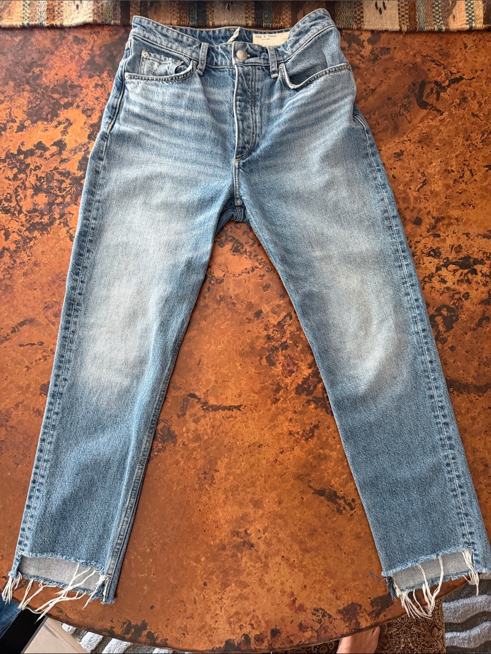 rag & bone Light Blue Cropped Straight Jeans